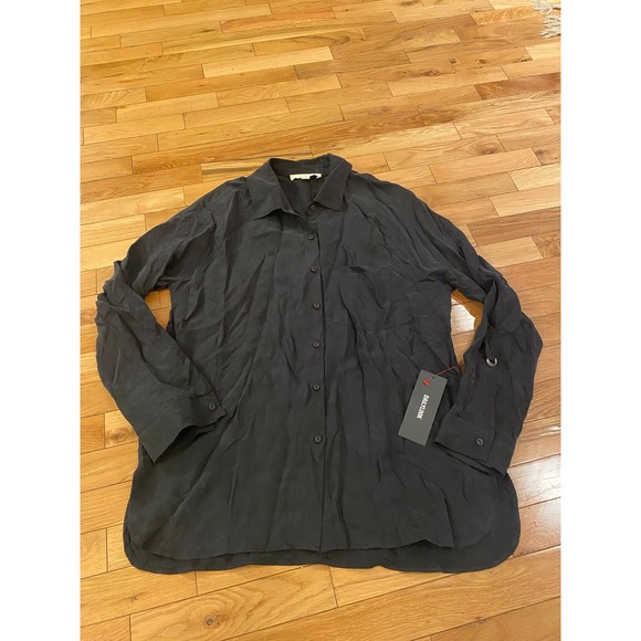 LOVESTITCH Black Tencel Blend Long Sleeve Button Down Blouse Shirt - M - Picture 1 of 7